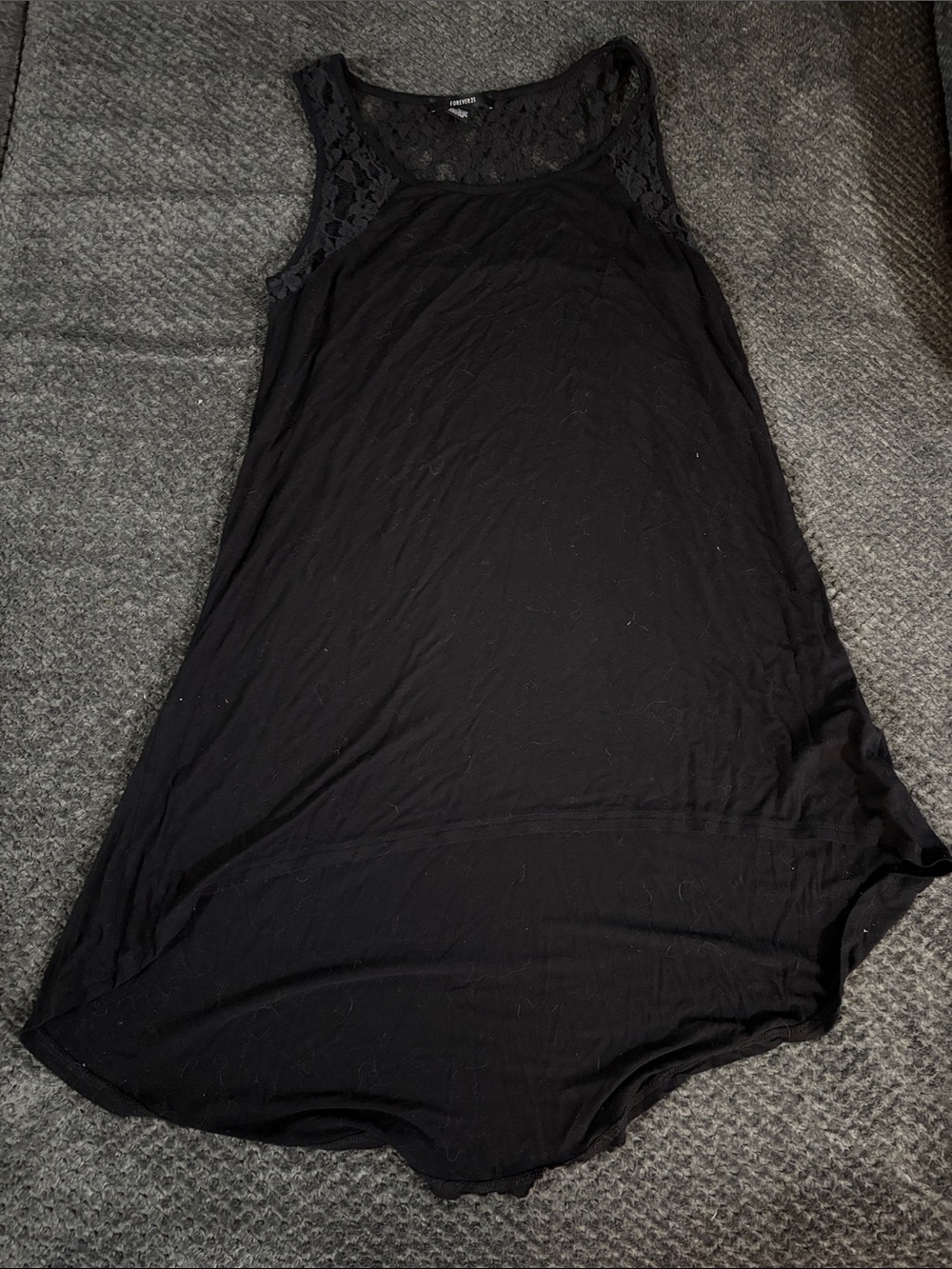 Black Lace Yoke Sleeveless Tunic